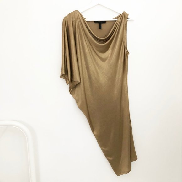 Stunning Greek Goddess Abrial Gold Draped Dress - Picture 3 of 9